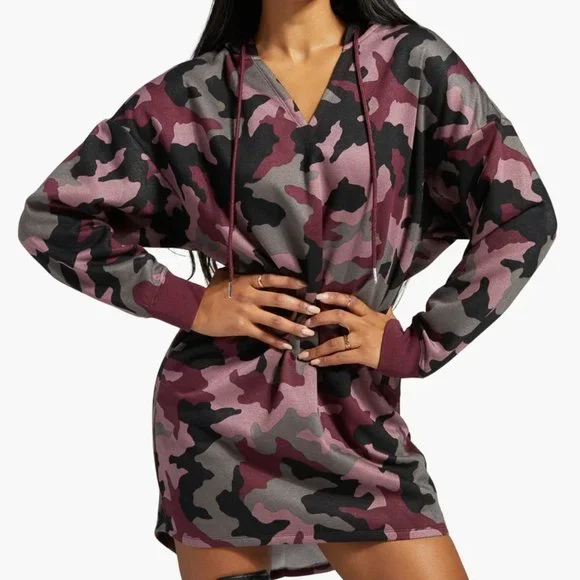burgundy hoodie dress Amira Hoodie Dress Onyx / S main image 1